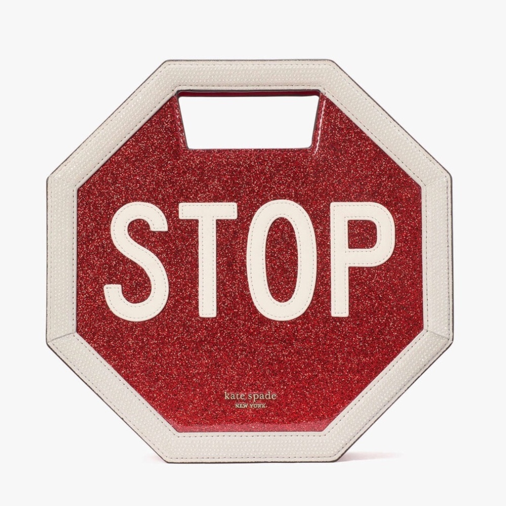 NWT Kate Spade Patent Leather 3D Stop Sign Crossbody Tote Bag Novelty Purse